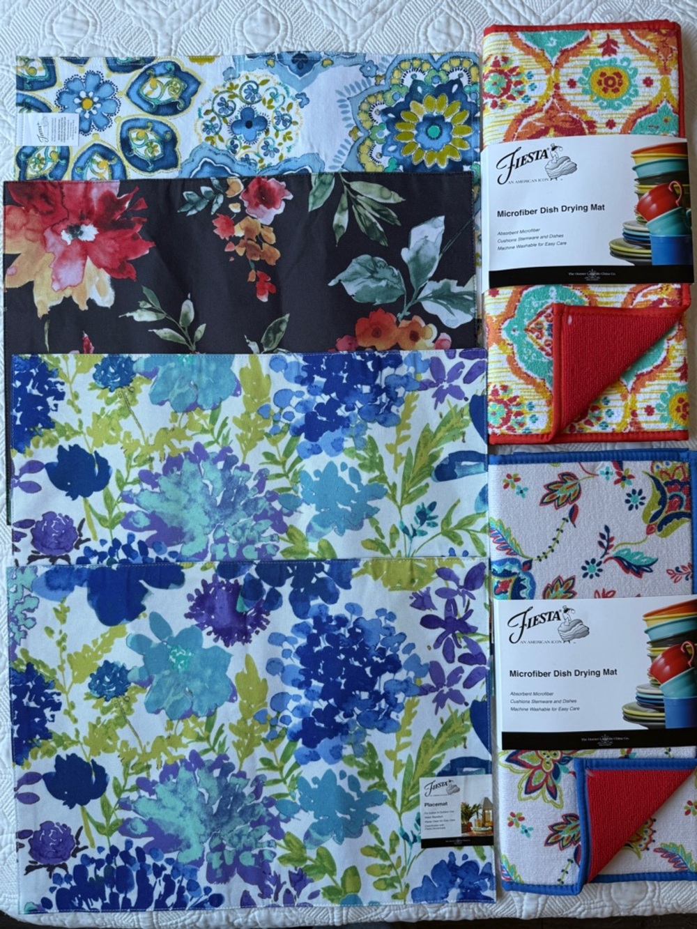 Fiesta Floral Microfiber Dish Drying Mats & place mats